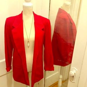 VINTAGE Red Wool Alfred Dunner Blazer Size 14